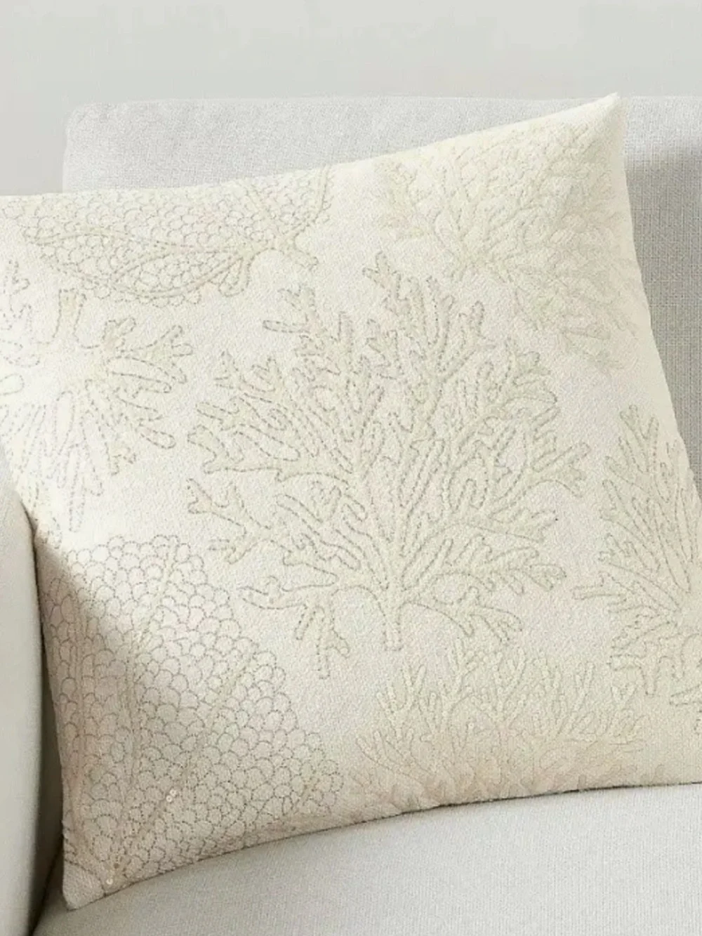 2 Pottery Barn Coral Sparkle Embellished Pillow Shams 20” Beach RARE